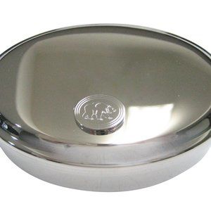 Etched Oval Bear Oval Trinket Jewelry Box